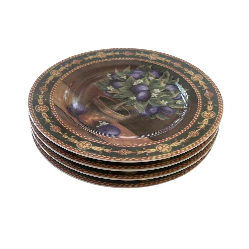 Rochard Limoges Topiary Fruit Tree Salad Plates Set of 4 France 7.75 in - Picture 6 of 10
